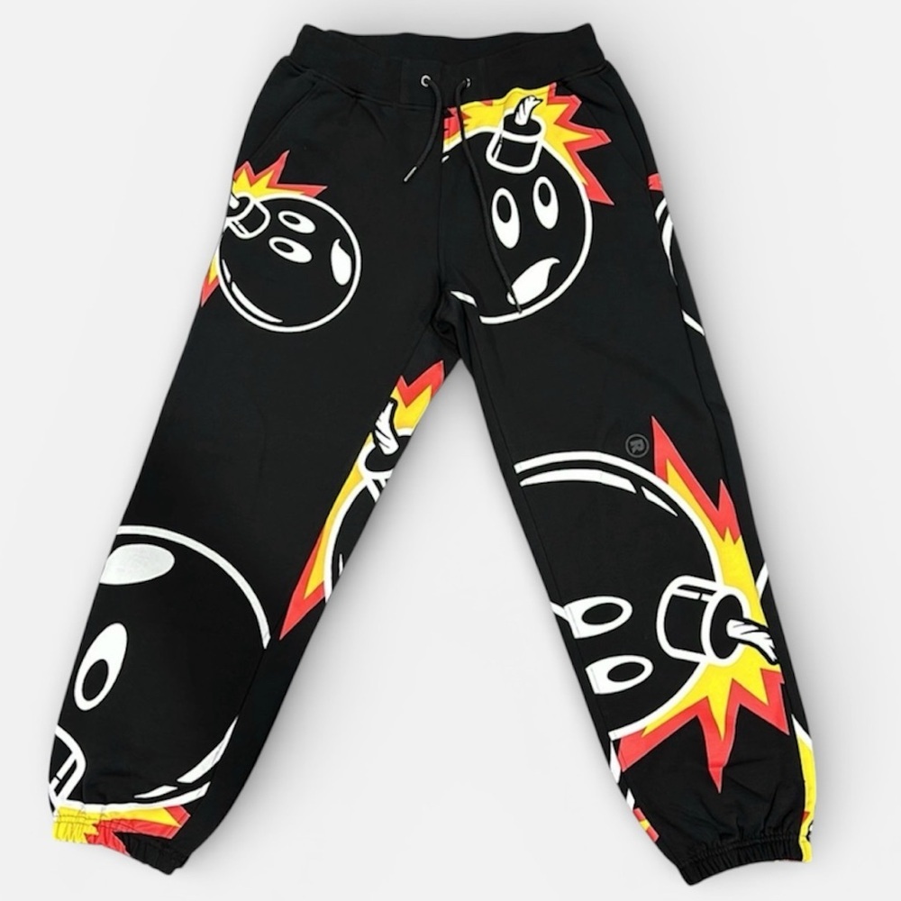 Adam Bomb Hysteric Adam Bomb Black All-Over Logo Print Sweatpants - S